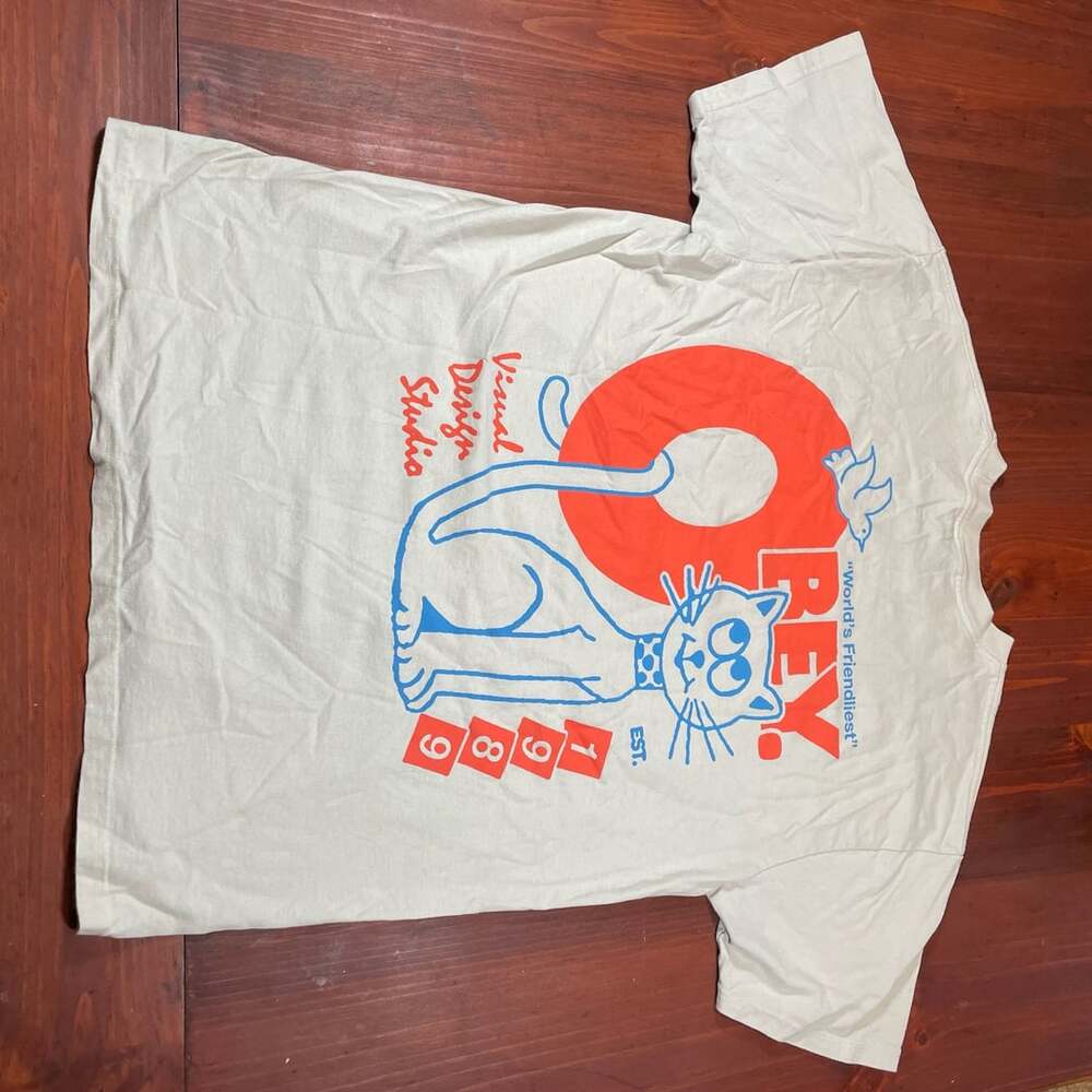 Obey World'S Friendliest Cat T-Shirt Size L White Cotton